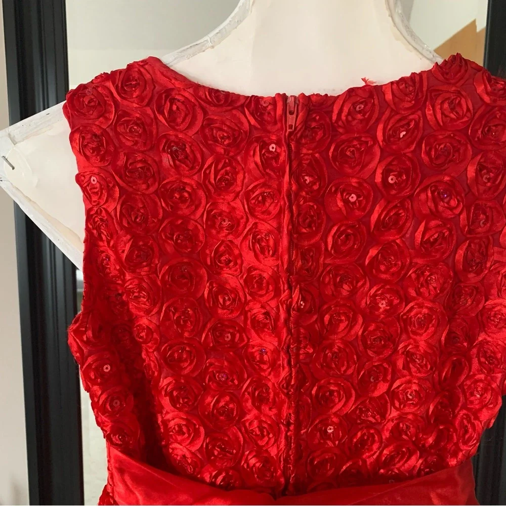 Red Sleeveless Girls Christmas Dress